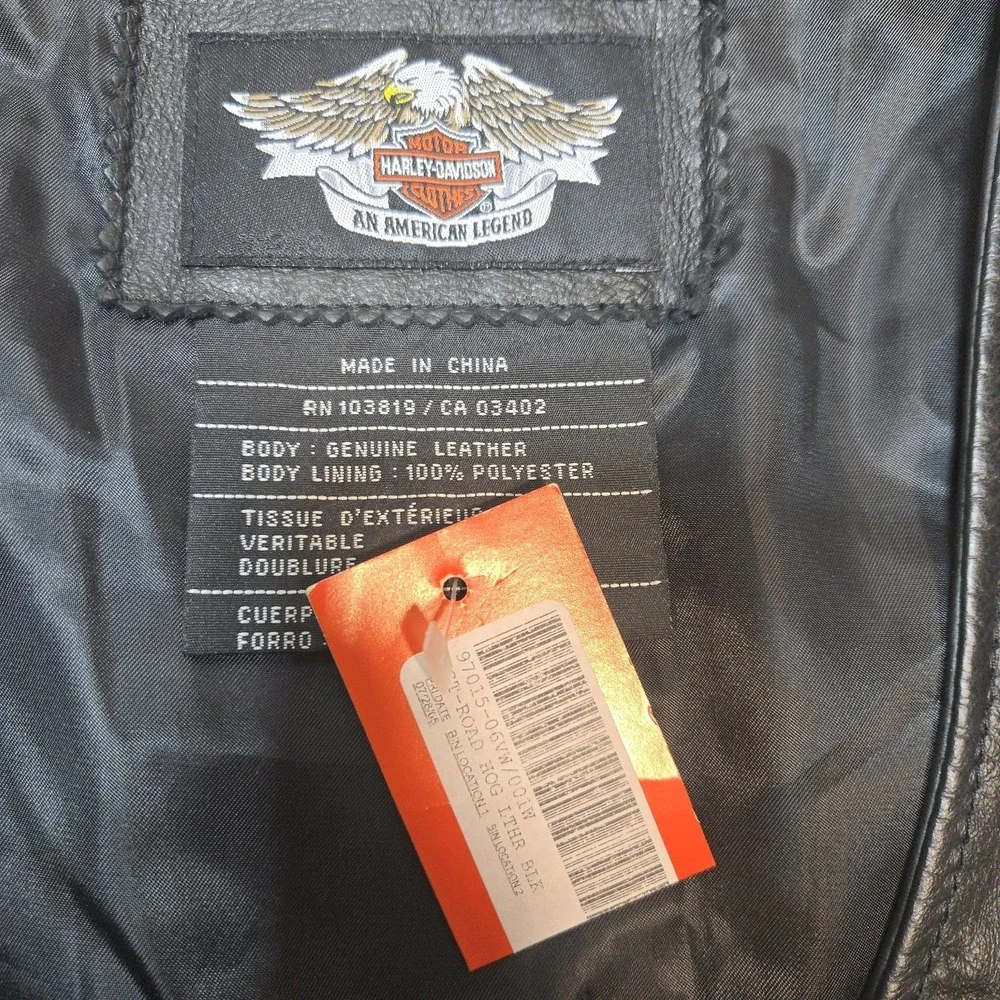 Vintage NWT Harley Davidson American Legend Vest 1W 16-18 Road Hog Leather Black